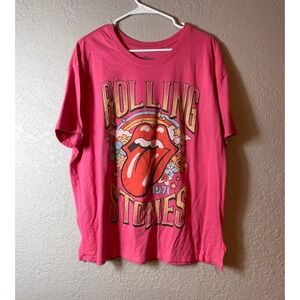 The Rolling Stones 1971 Retro Graphic T Shirt Pink XXXL Womens Tour